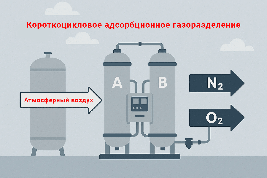 Короткоцикловое адсорбционное газоразделение